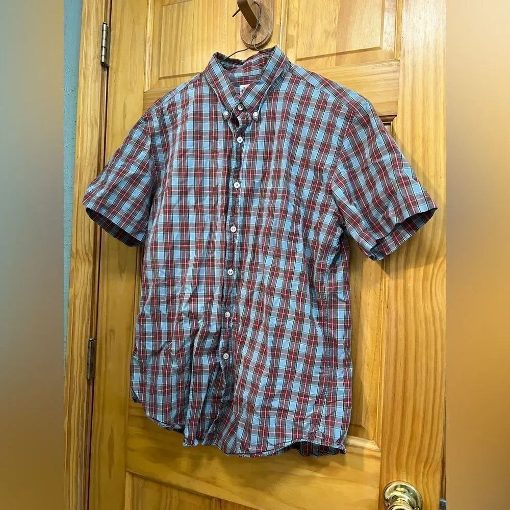 J. Crew y2k men’s size L blue and red plaid button down shirt